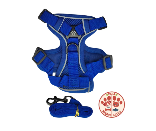 Correa Pechera Arnes Para Perros O Gatos Talla S Azul
