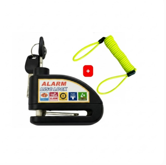 Candado Para Moto O Bicicleta Freno De Disco Con Alarma Negro