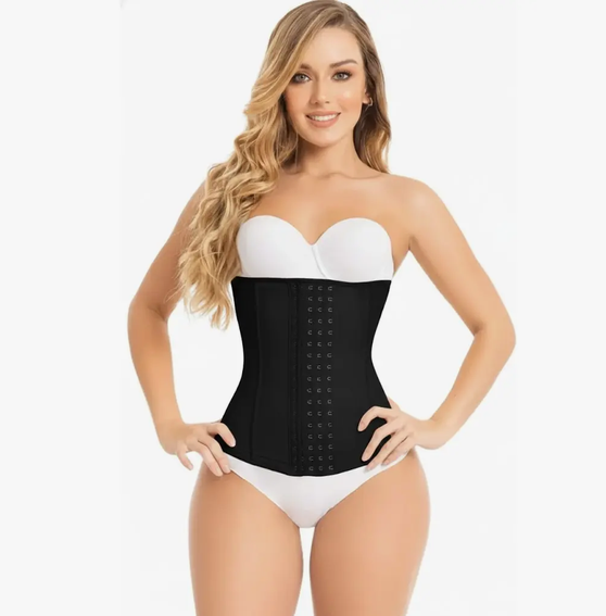 Faja Abdominal De 7 Huesos 15 Hebillas Negra Talla L