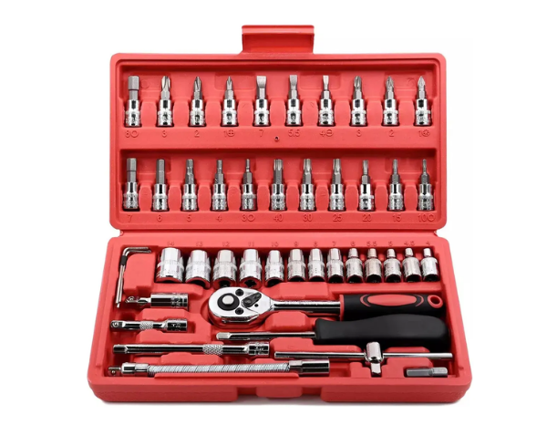 Juego De Herramientas Mecanicas Dados Acero Kit 46 Piezas