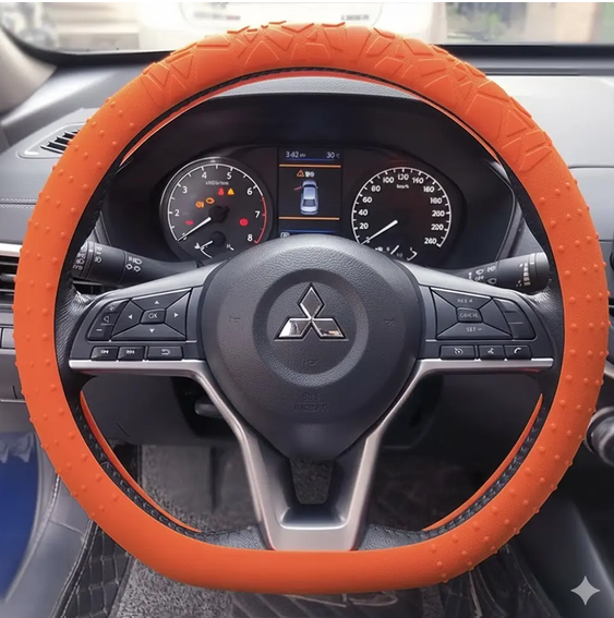 Forro De Volante Universal Silicon Textura Anti Deslizante Naranja