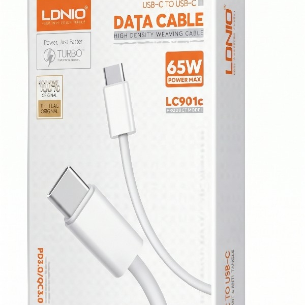 Cable Ldnio Usb C-C 1Mts 65W Lc901C
