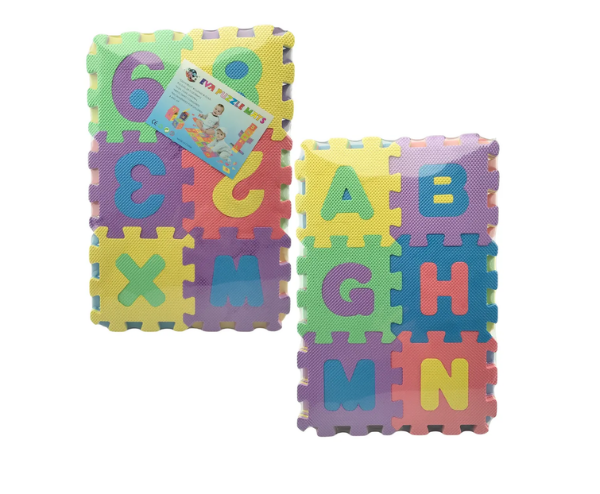 Alfombra De Foami Para Bebe Rompecabeza Letras Y Numeros 14X14 36 Piezas
